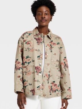 NWT Target Women's Western Chore Coat - Universal Thread™ Khaki Floral
